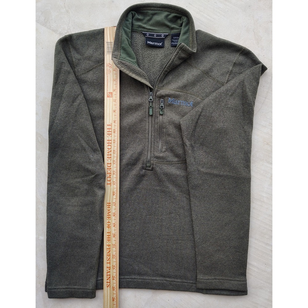 Marmot Mens Quarter Zip Fleece Pullover Olive Green Heather Size Small